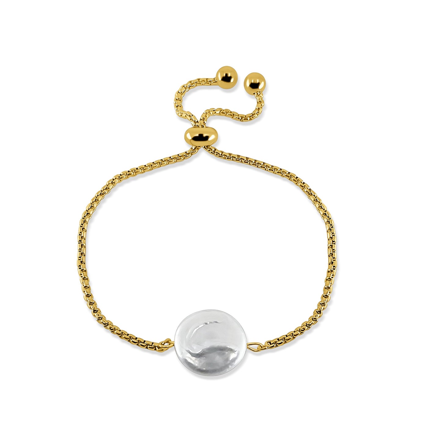 "SALO" FLATTENED PEARL CHARM BRACELET