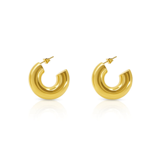 "LUZON" THICK "C-SHAPED" CHUCKY HOOP EARRINGS