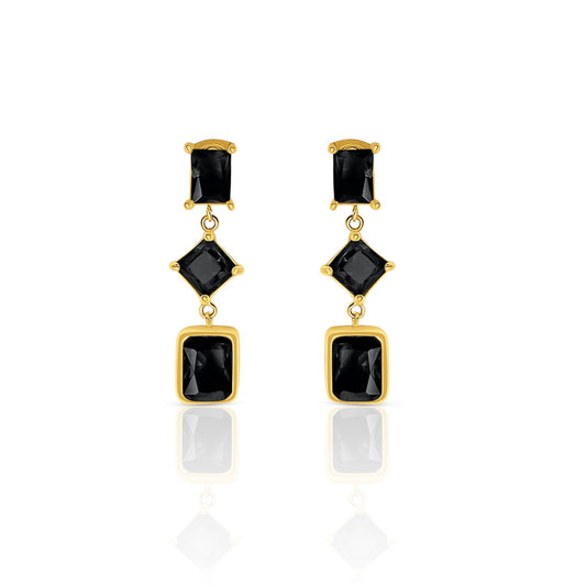 "NAZLY" THREE STONE DANGLE EARRINGS