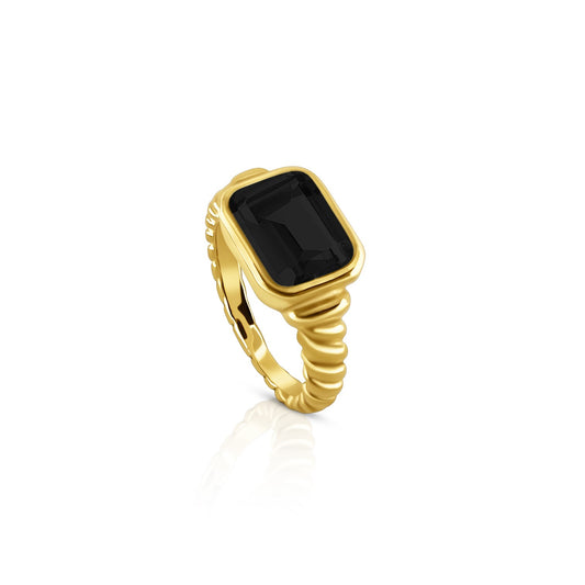 "KHLOE" BLACK SIGNET RING