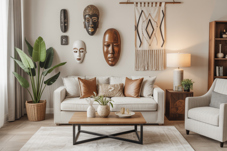 How to Create an Afrohemian Living Room: Layered Textures, Warm Neutrals & Cultural Accents